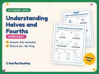 Understanding Halves and Fourths Worksheet – 1st Grade Fractions preview
