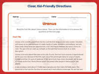 Uranus Planet Worksheet – 5th Grade Planets & Solar System Practice preview 4