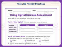 Using Digital Sources Assessment Worksheet – 3rd Grade Essays Practice preview 4
