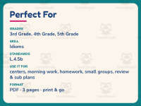 Using Idioms Worksheet – 4th Grade Grammar Practice + Answer Key preview 6