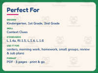 Using Picture Clues Worksheet – 1st Grade Context Clues Practice preview 6