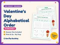 Valentine’s Day Alphabetical Order Worksheet – 3rd Grade Grammar preview