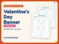 Valentine’s Day Banner Worksheet – Kindergarten Holiday Practice preview