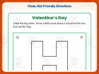 Valentine’s Day Banner Worksheet – Kindergarten Holiday Practice preview 4