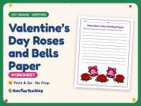 Valentine’s Day Roses and Bells Paper – 1st Grade Themed Writing Paper preview