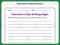 Valentine’s Day Roses and Bells Paper – 1st Grade Themed Writing Paper preview 4
