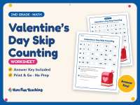 Valentine’s Day Skip Counting Worksheet – 2nd Grade Math Practice preview
