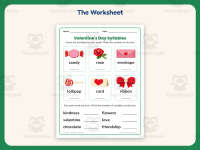 Valentine’s Day Syllables Worksheet – 1st Grade Grammar Practice preview 2