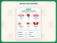 Valentine’s Day Syllables Worksheet – 1st Grade Grammar Practice preview 3