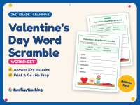 Valentine’s Day Word Scramble Worksheet – 2nd Grade Spelling Practice preview