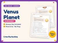 Venus Planet Worksheet – 3rd Grade Planets & Solar System Practice preview