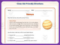 Venus Planet Worksheet – 3rd Grade Planets & Solar System Practice preview 4