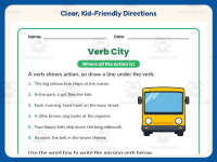 Verb City Worksheet – 2nd Grade Verbs Practice + Answer Key preview 4