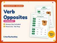 Verb Opposites Worksheet – Kindergarten Antonyms & Verbs Practice preview