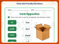 Verb Opposites Worksheet – Kindergarten Antonyms & Verbs Practice preview 4