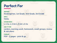 Verb Scrabble Worksheet – 1st-3rd Grade Verbs Practice preview 6