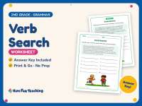 Verb Search Worksheet – 2nd Grade Verbs Practice + Answer Key preview