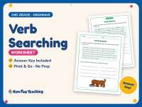 Verb Searching Worksheet – 2nd Grade Verbs Practice + Answer Key preview