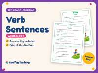 Verb Sentences Worksheet – 3rd Grade Verbs Practice + Answer Key preview
