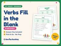 Verbs Fill in the Blank Worksheet – 1st Grade Grammar Practice preview