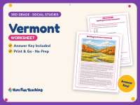 Vermont Worksheet – 3rd Grade States Practice + Answer Key preview
