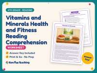 Vitamins and Minerals Health and Fitness Worksheet – 4th Grade preview