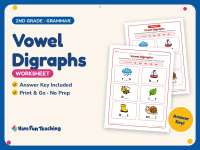 Vowel Digraphs Worksheet – 2nd Grade Vowels Practice + Answer Key preview