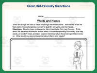 Wants Needs Reading Response Worksheet – 1st-5th Grade Journals preview 4