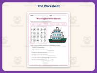 Washington Word Search Worksheet – 3rd Grade States Practice preview 2