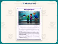 Watching Penguins Reading Comprehension Worksheet – 4th Grade Animals preview 2