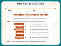 Weather Instruments Match Worksheet – 4th Grade Water Cycle Practice preview 4