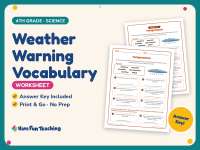 Weather Warning Vocabulary Worksheet – 4th Grade Temperature Practice preview