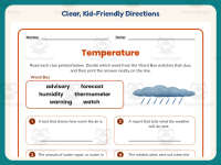 Weather Warning Vocabulary Worksheet – 4th Grade Temperature Practice preview 4