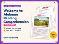 Welcome to Alabama Reading Comprehension Worksheet – 3rd Grade States preview