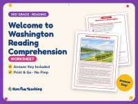 Welcome to Washington Reading Comprehension Worksheet – 3rd Grade preview