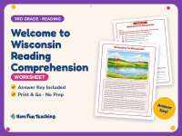 Welcome to Wisconsin Reading Comprehension Worksheet – 3rd Grade preview