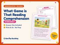 What Game is That Reading Comprehension Worksheet – Kindergarten preview
