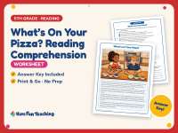 What’s On Your Pizza? Reading Comprehension Worksheet – 5th Grade Food preview