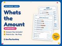 Whats the Amount Worksheet – 2nd Grade Money Practice + Answer Key preview