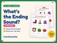 What’s the Ending Sound? Worksheet – 1st Grade Consonants Practice preview