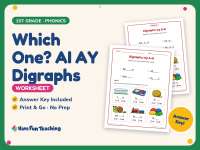 Which One? AI AY Digraphs Worksheet – 1st Grade Long Vowels Practice preview