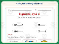 Which One? AI AY Digraphs Worksheet – 1st Grade Long Vowels Practice preview 4