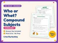 Who or What? Compound Subjects Worksheet – 3rd Grade Practice preview