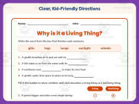 Why Is It a Living Thing Worksheet – 3rd Grade Practice + Answer Key preview 4