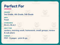 Wild Grapes Reading Comprehension Worksheet – 4th Grade Food Practice preview 6
