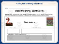 Word Meaning Earthworms Worksheet – K-1st Grade Context Clues Practice preview 4