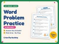 Word Problem Practice Worksheet – 1st Grade Addition + Answer Key preview