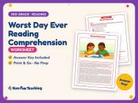Worst Day Ever Reading Comprehension Worksheet – 3rd Grade Practice preview