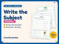 Write the Subject Worksheet – 2nd Grade Subject and Predicate Practice preview