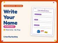 Write Your Name Worksheet – Kindergarten Back to School Practice preview